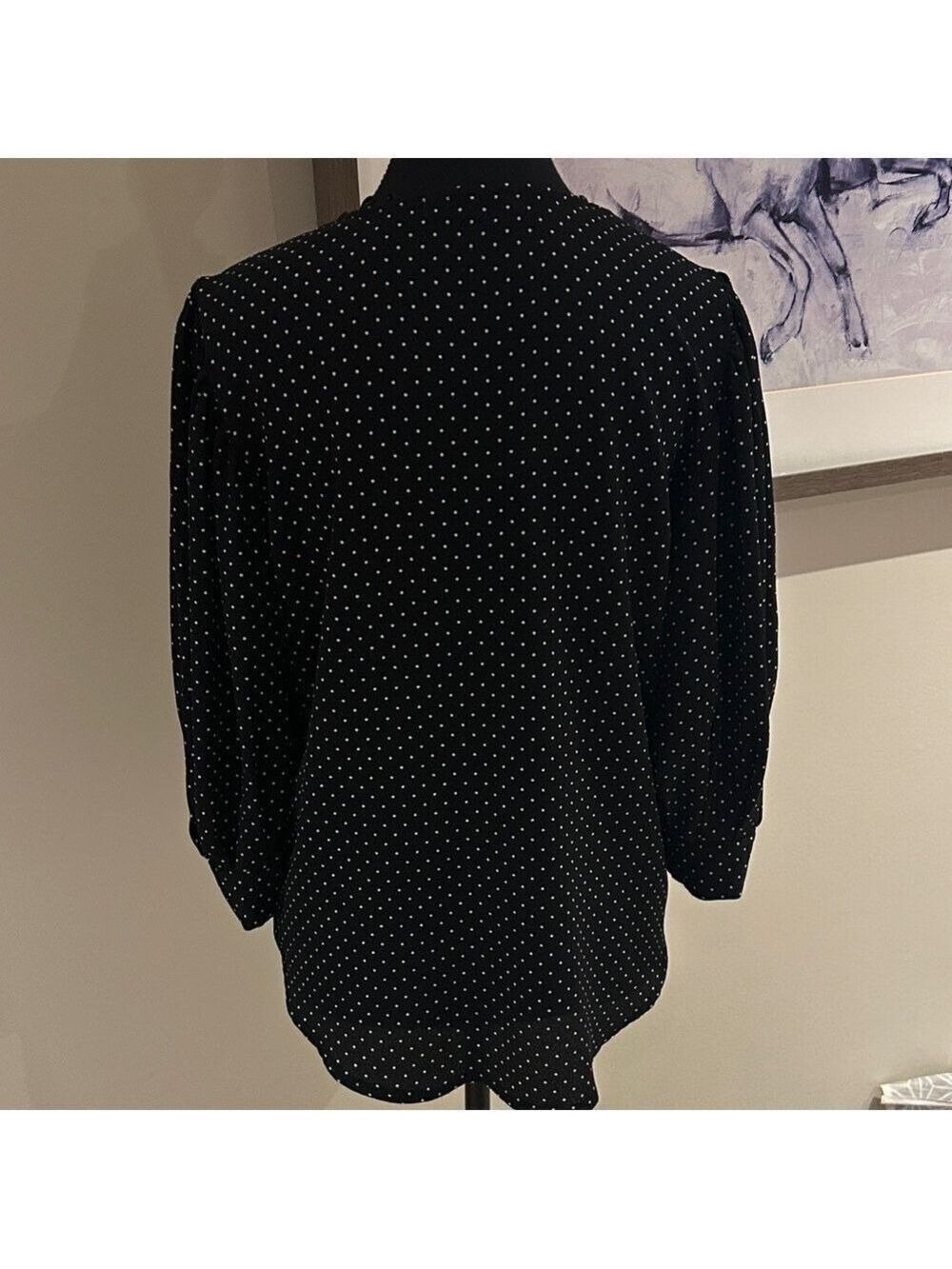 Suzy Shier Black and White Polka Dot Blouse - Picture 5 of 7